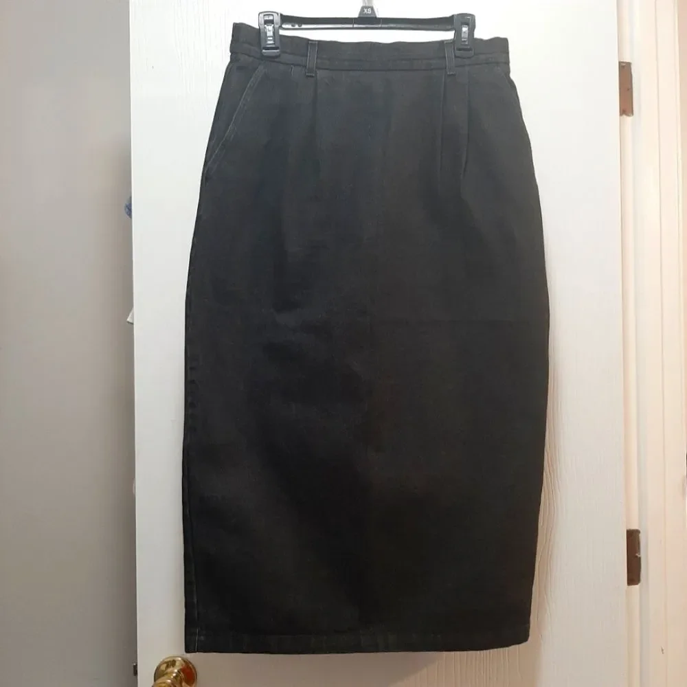 I.C Isaacs Modest Denim Black Maxi Skirt Pocket Size 12